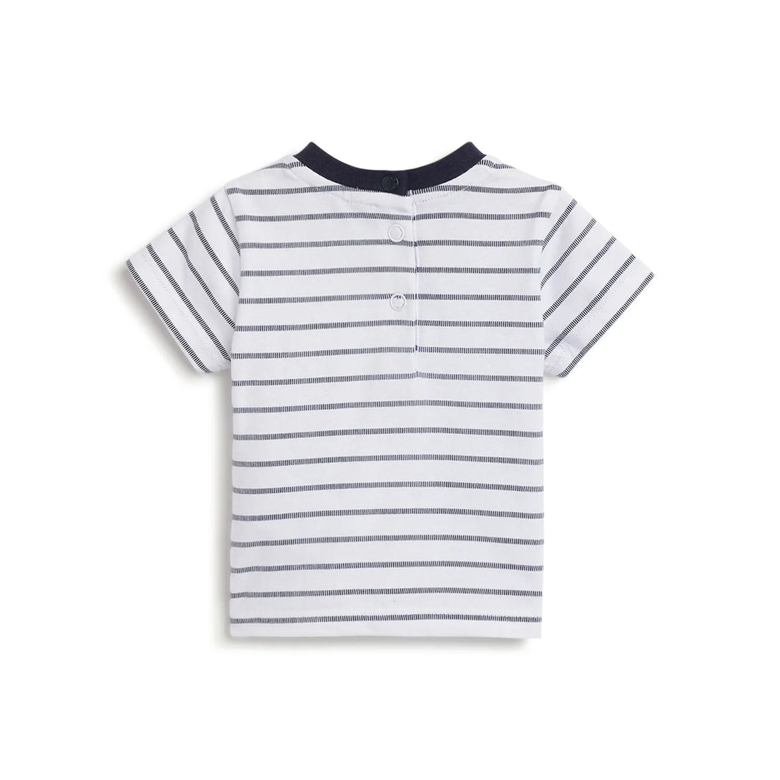 Boys White Striped Cotton T-shirt