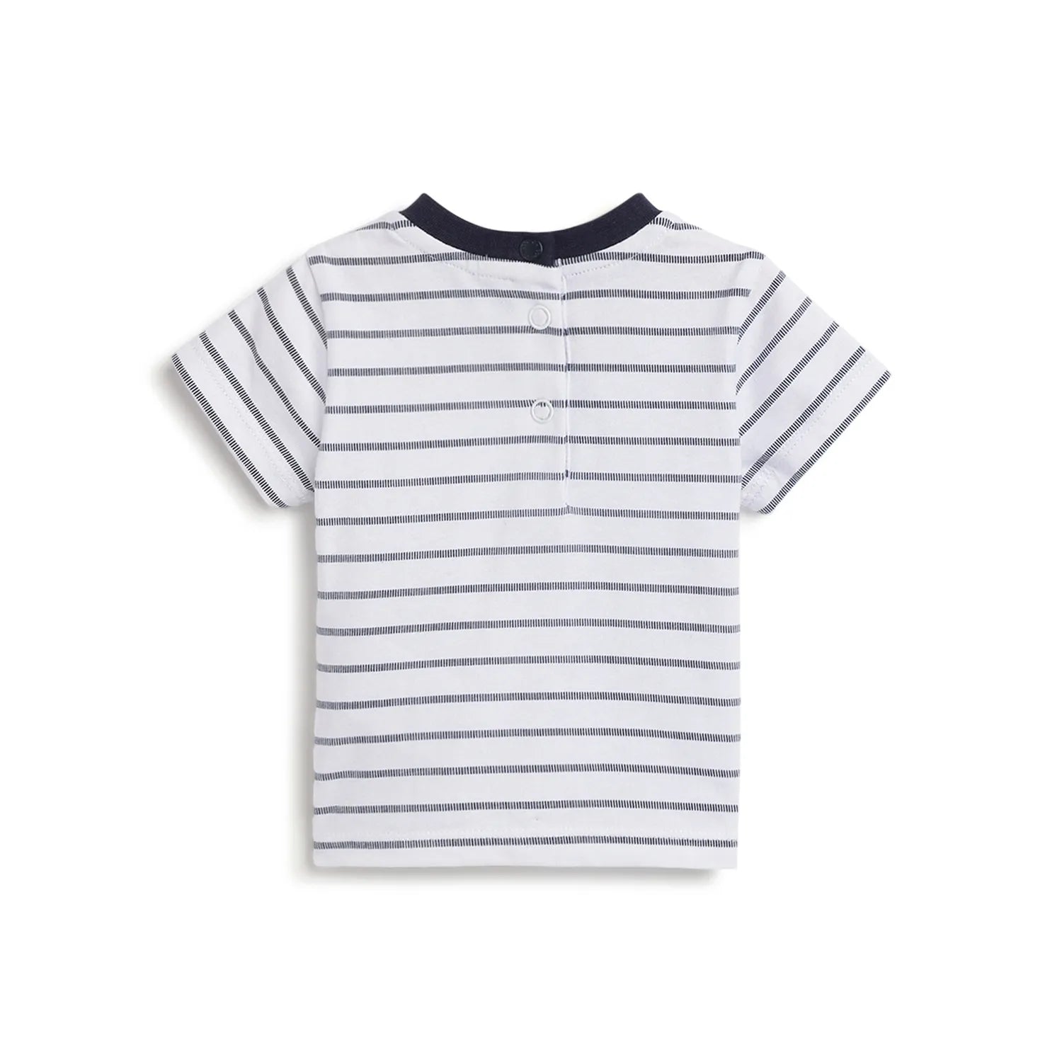 Boys White Striped Cotton T-shirt