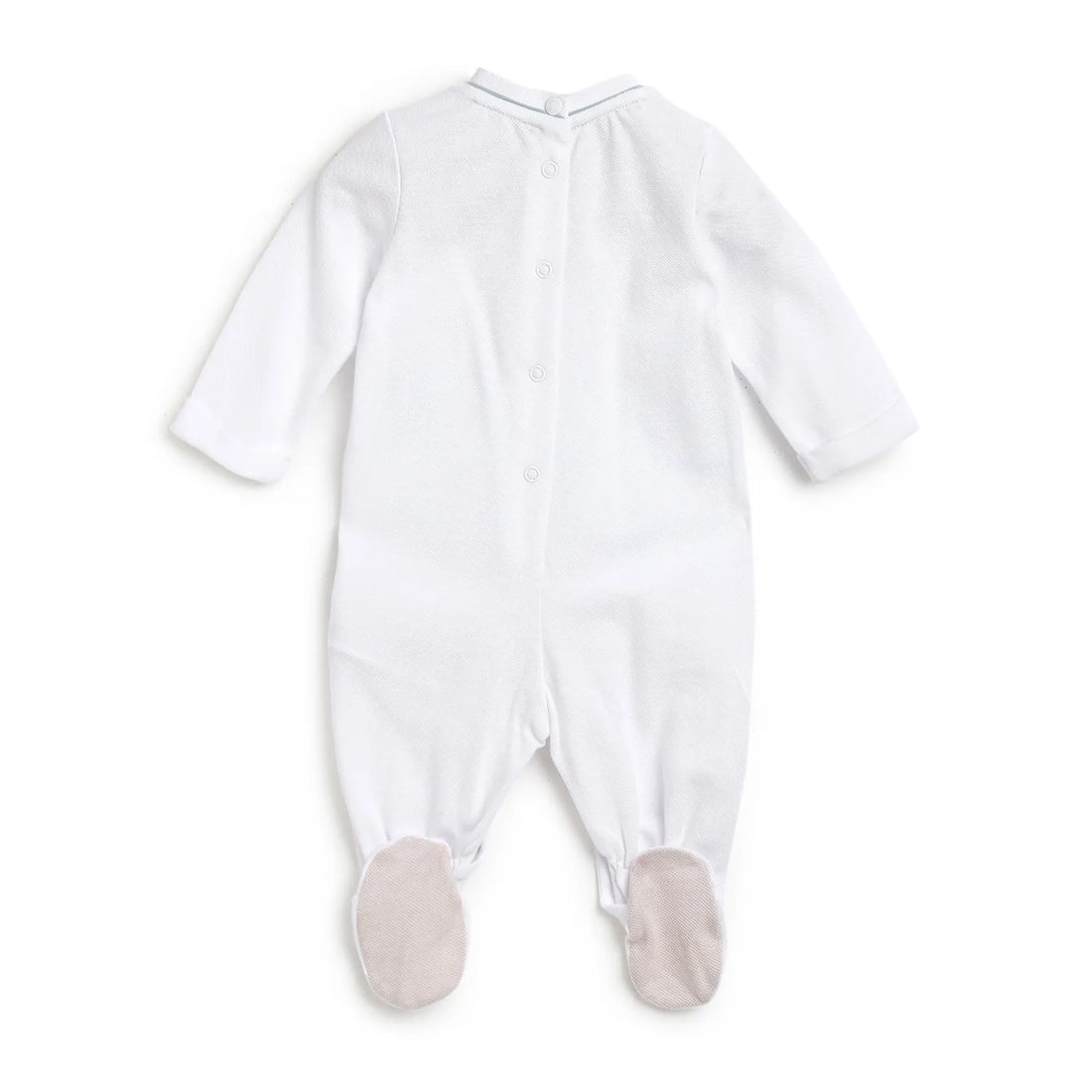 Boys White Striped Leg Opening Babysuit