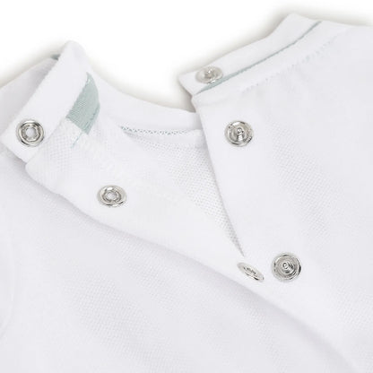 Boys White Striped Leg Opening Babysuit