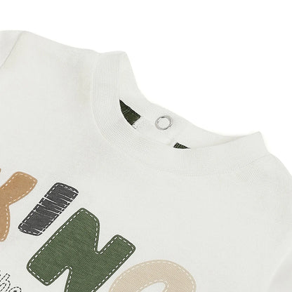 Boys White Typography Printed T-shirt