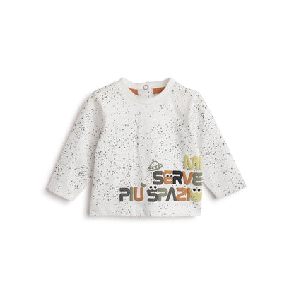 Boys White Typography Printed T-shirt