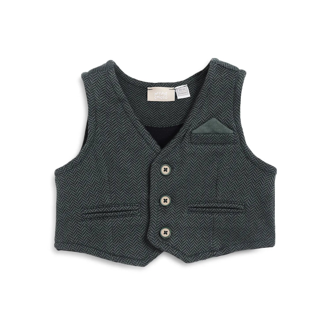 Boys Woven Design V-Neck Sleeveless Waistcoat