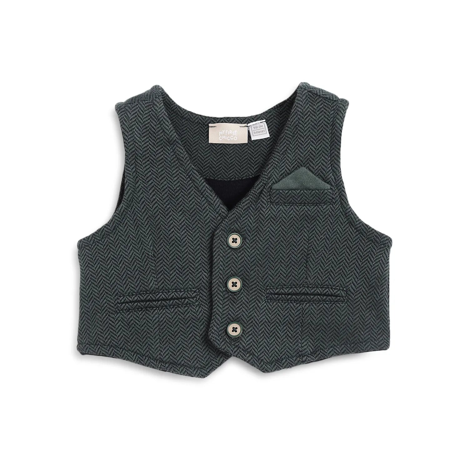 Boys Woven Design V-Neck Sleeveless Waistcoat