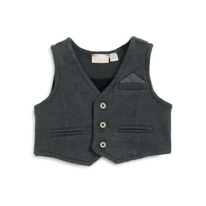 Boys Woven Design V-Neck Sleeveless Waistcoat