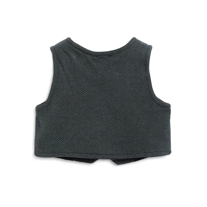 Boys Woven Design V-Neck Sleeveless Waistcoat