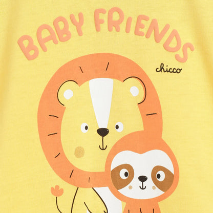 Boys Yellow Printed Rompers