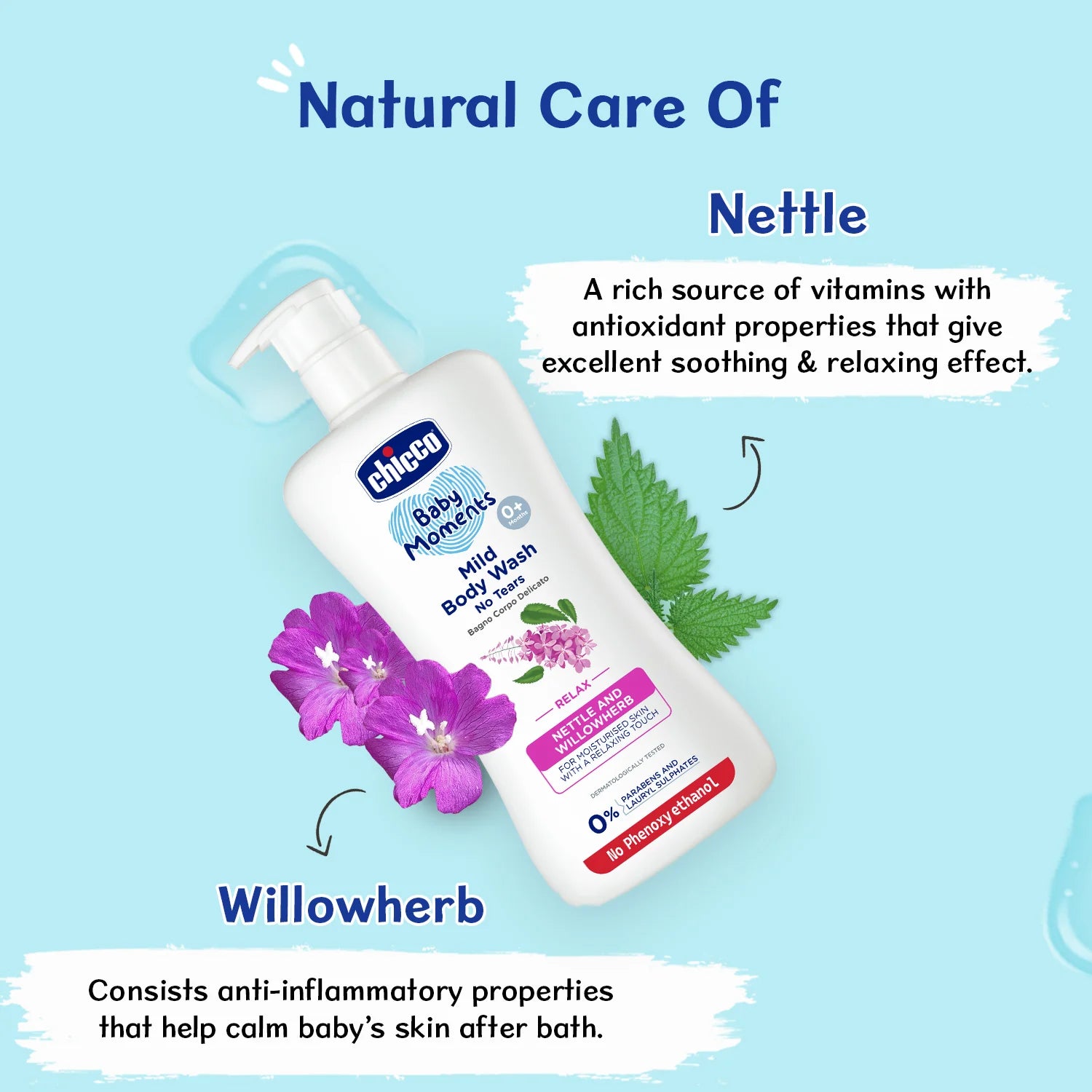 Combo Baby Moments Mild Body Wash Relax 500 ml &amp; Body Lotion 500 ml &amp; Shampoo 200 ml &amp; Baby Cream 100 ml