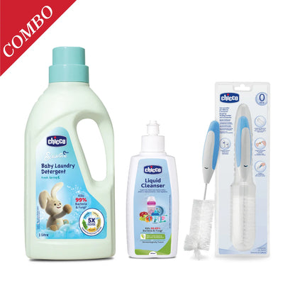 Combo Laundry Detergent Fresh Spring 1000ml &amp; Liquid Cleanser 200ml &amp; Bottle Brush 3 In 1