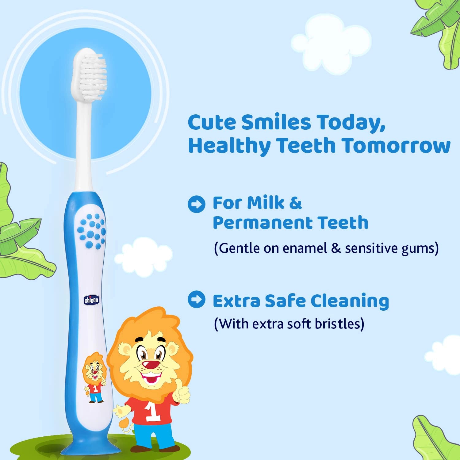 Combo Mixed Fruit Toothpaste 12M to 6Y 50 g &amp; Toothbrush Blue 3Y to 8Y