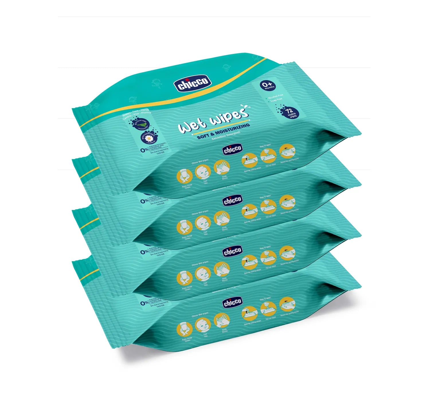 Combo Wet Wipes Sticker Pack of 4  288 Pcs