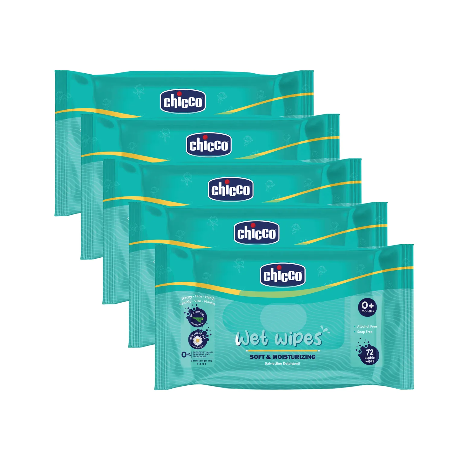 Combo  Wet Wipes Sticker Pack of 5  360 Pcs