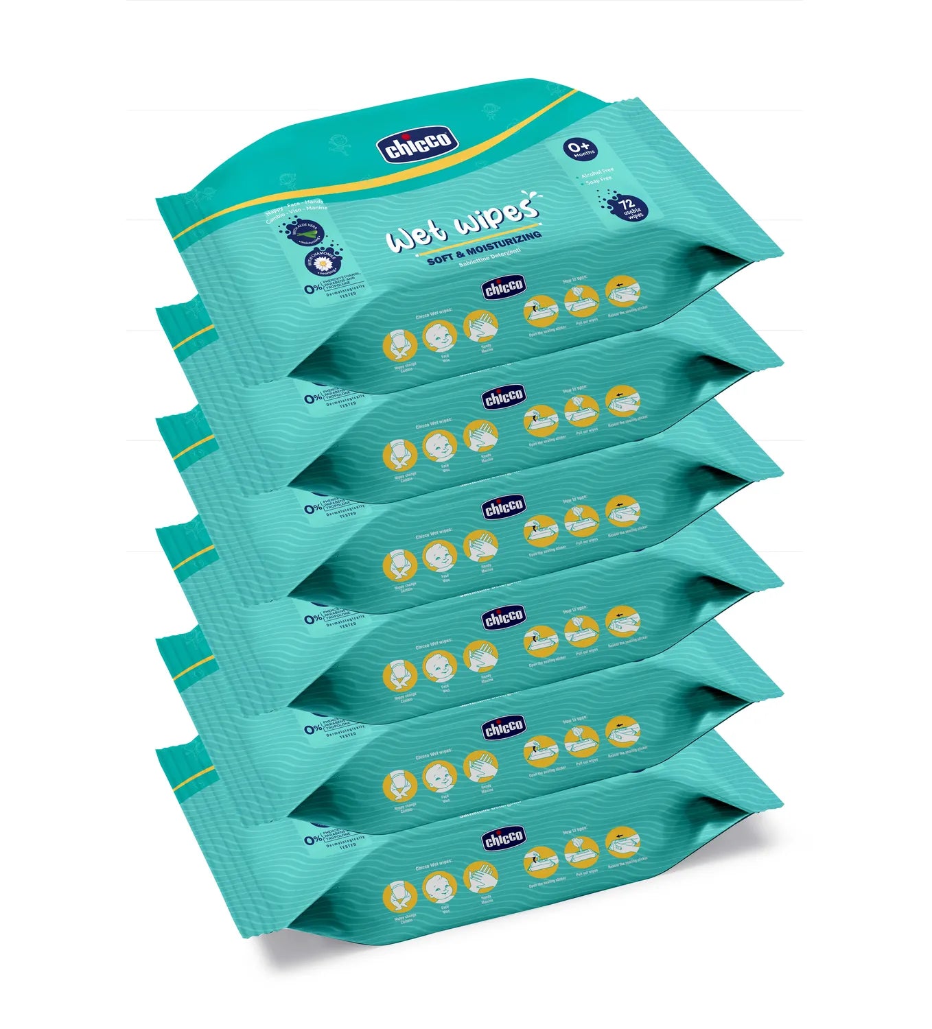 Combo Wet Wipes Sticker Pack of 6  432 Pcs