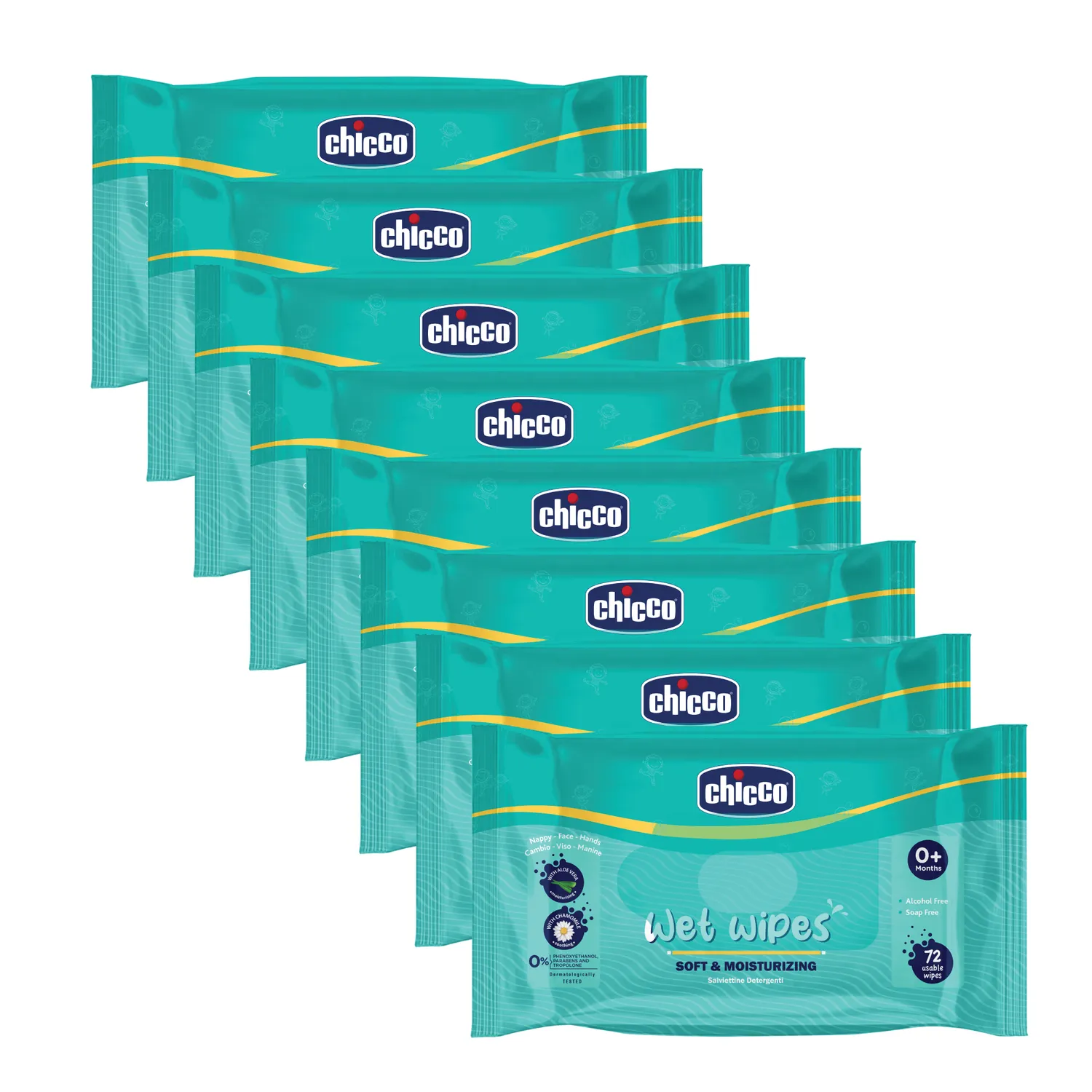 Combo  Wet Wipes Sticker Pack of 8  576 Pcs