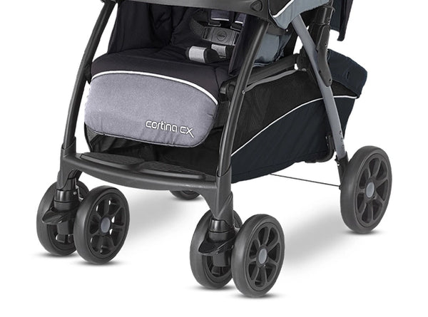 FRONT WHEEL SUSPENSION, REAR BRAKES AND SWIVEL LOCK