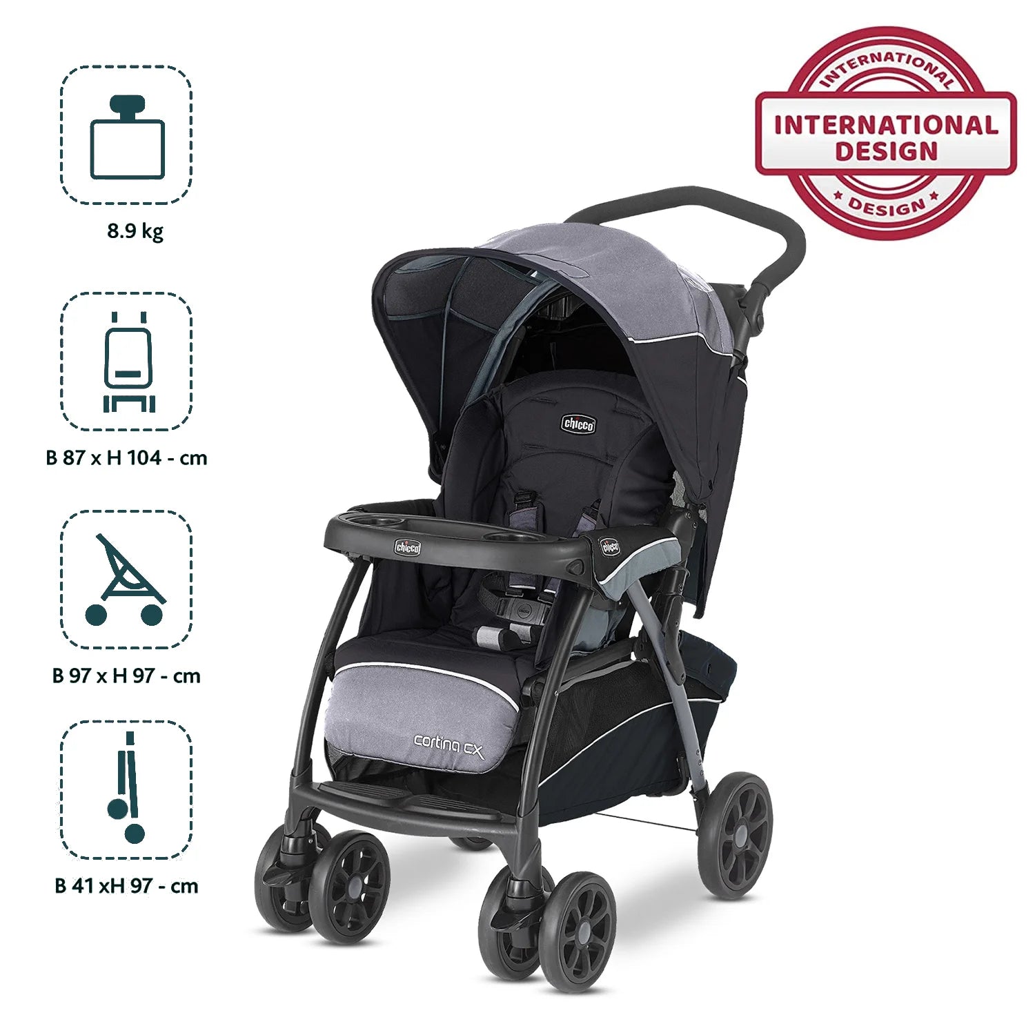 Cortina Cx Jet Black Stroller