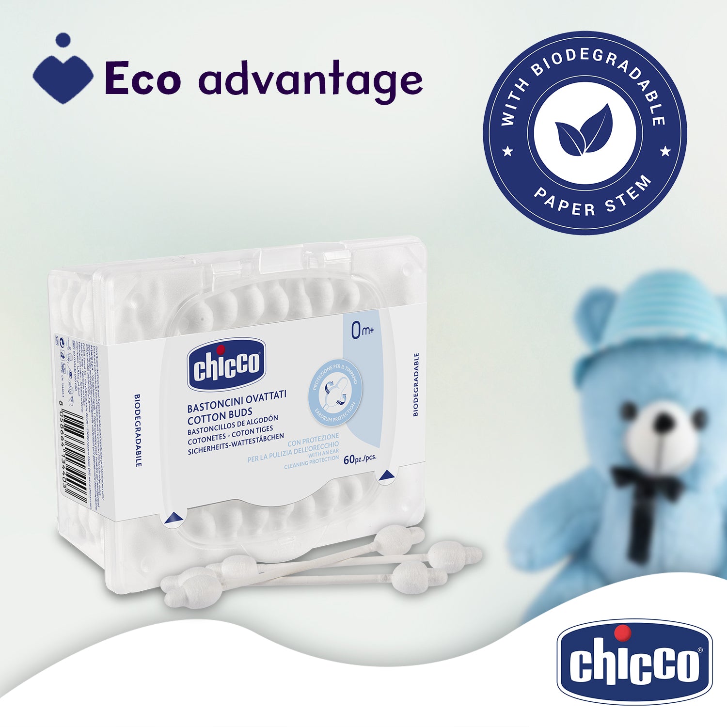 Cotton Buds With Ear Drum Protection 60Pcs