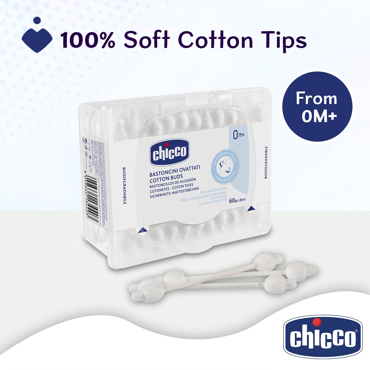 Cotton Buds With Ear Drum Protection 60Pcs