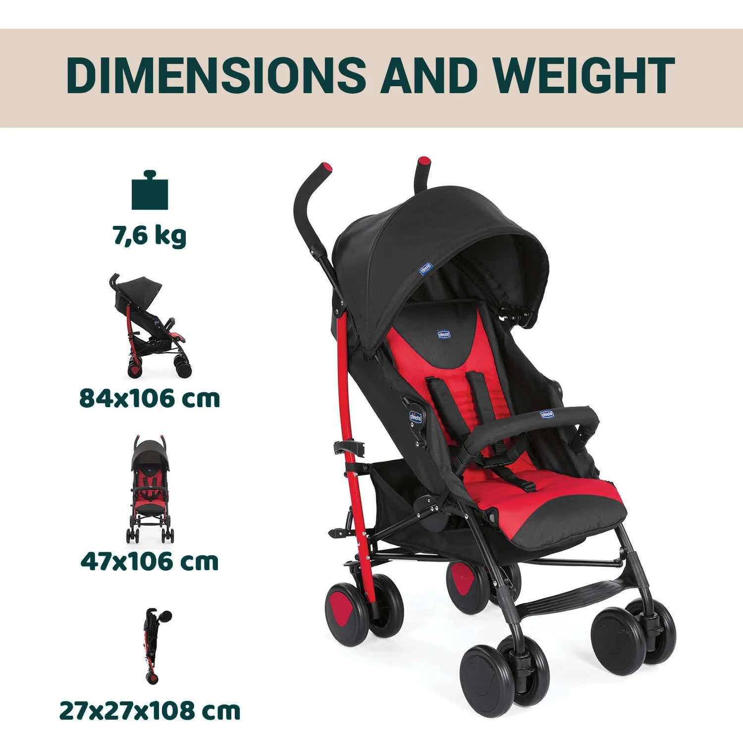 Echo Stroller with Bumper Bar Scarlet