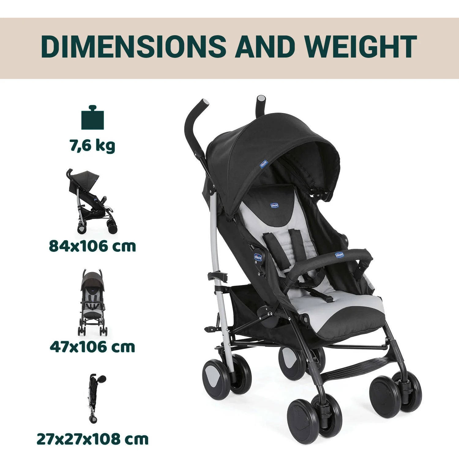 Echo Stroller with Bumper Bar Stone