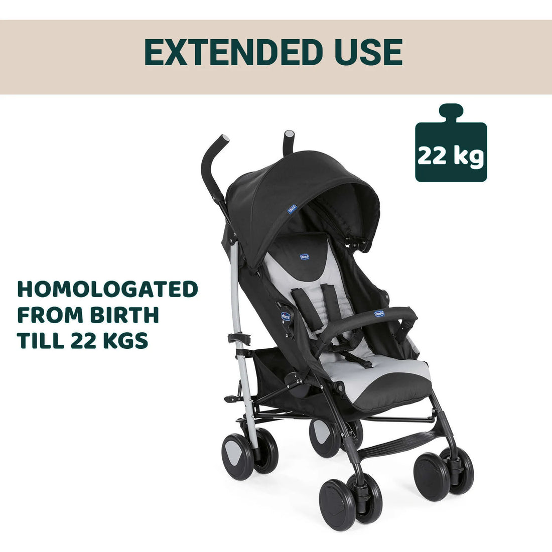 Echo Stroller with Bumper Bar Stone