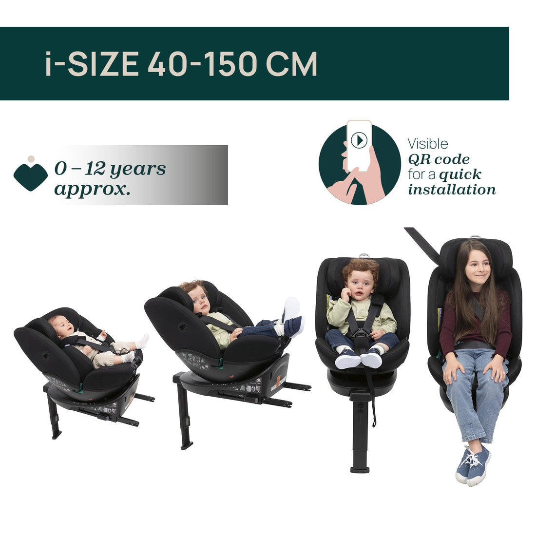 Everone I Size Baby Car Seat Black