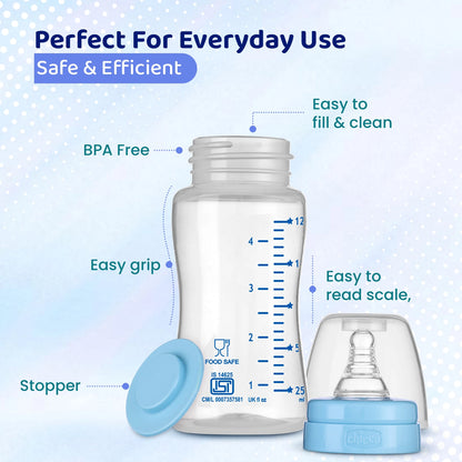 Feed Easy Baby Bottle 125ml Slow Flow 0M+ Blue