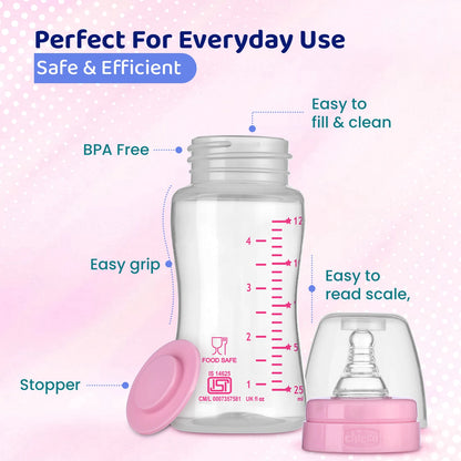 Feed Easy Baby Bottle 125ml Slow Flow 0M+ Pink