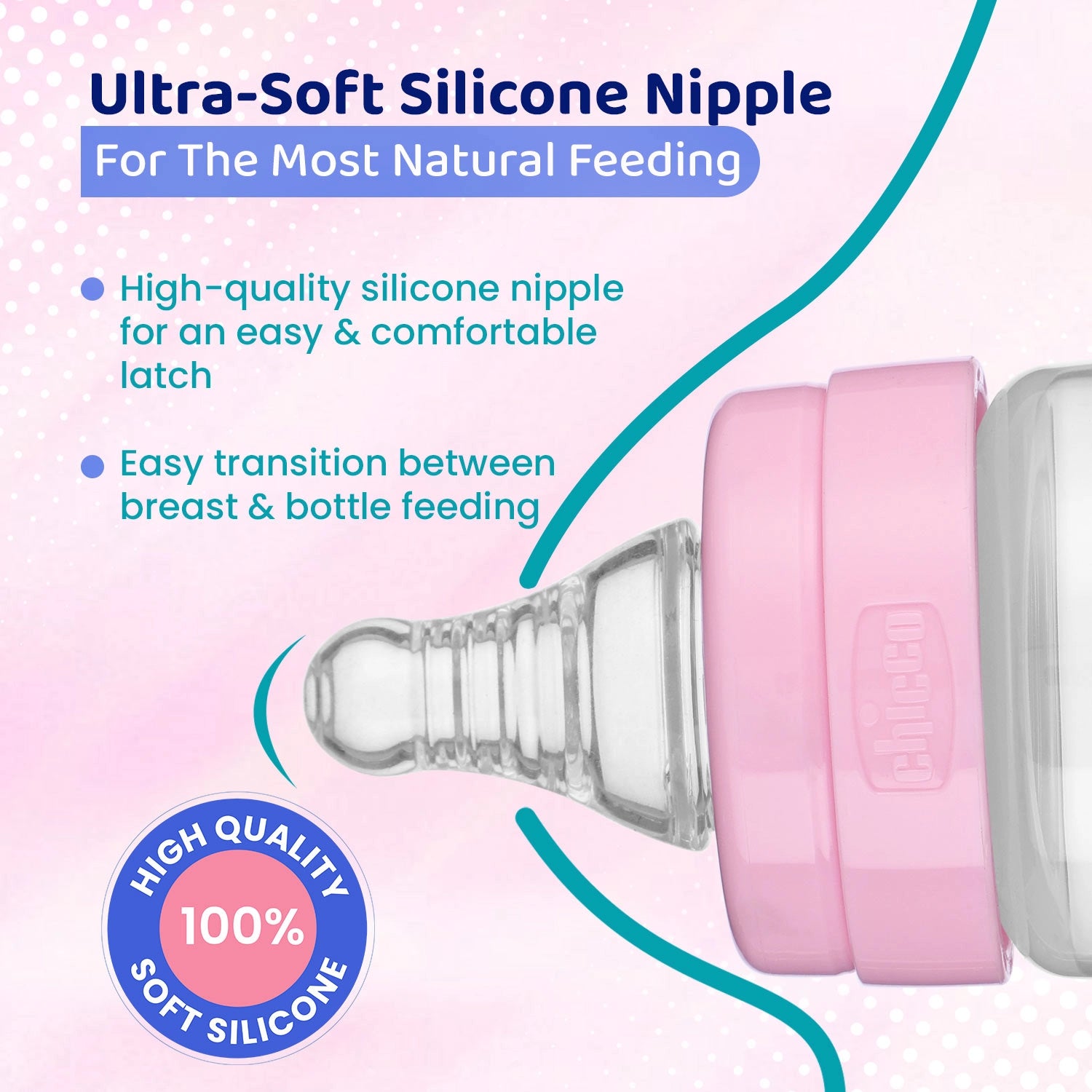 Feed Easy Baby Bottle 125ml Slow Flow 0M+ Pink