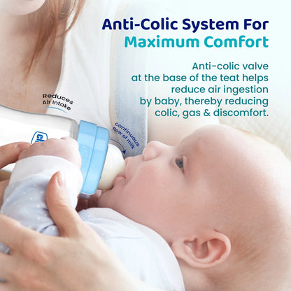 Feed Easy Baby Bottle 250ml Blue Medium 2M+