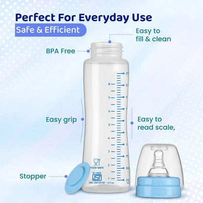 Feed Easy Baby Bottle 250ml Blue Medium 2M+