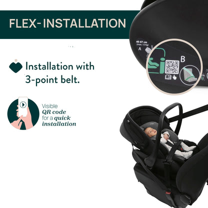 First Seat Recline I Size Baby Car Seat Black Satin