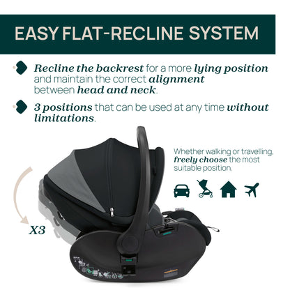 First Seat Recline I Size Baby Car Seat Black Satin