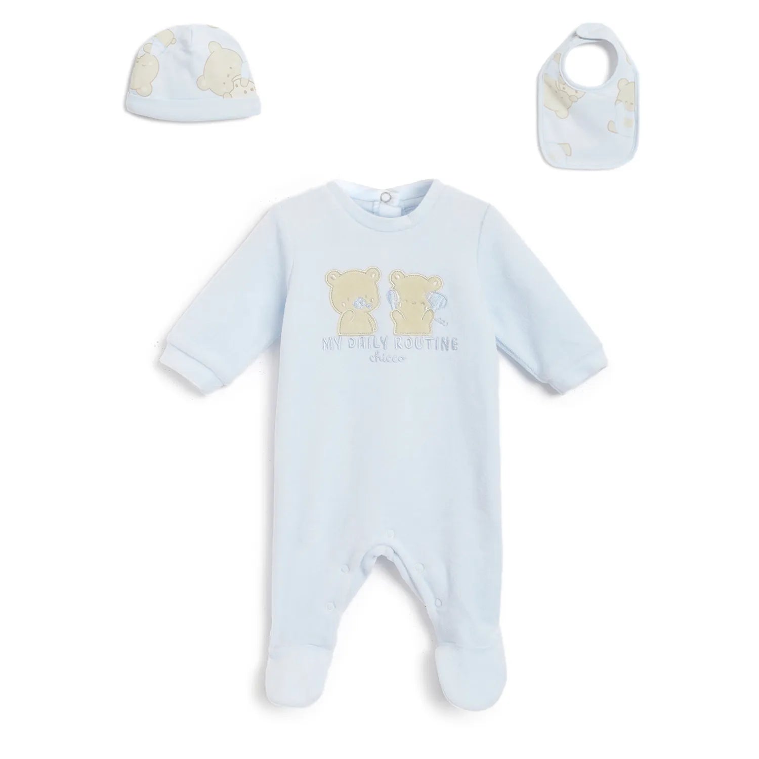 Gift Box  Baby Suit & Bib & Cap Blue
