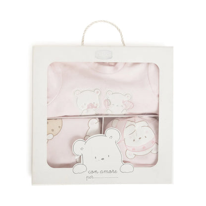 Gift Box  Baby Suit &amp; Bib &amp; Cap Pink