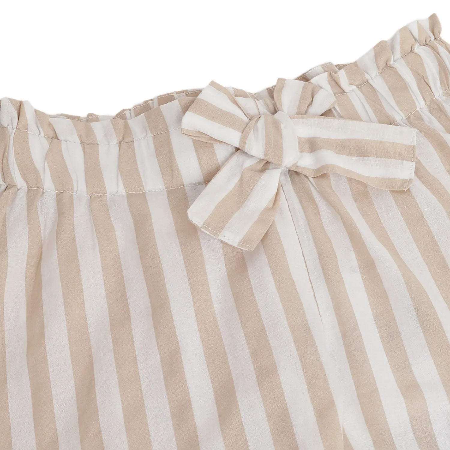 Girls Beige Striped Shorts