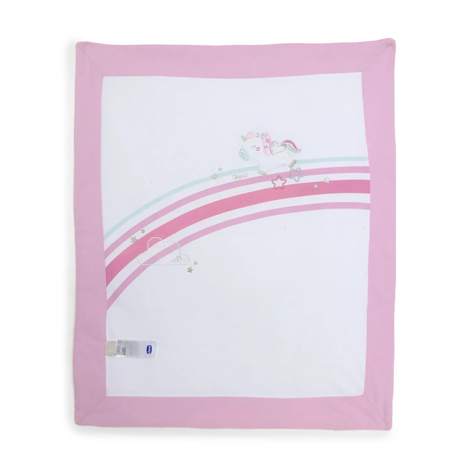 Girls White &amp; Pink Pram Blanket