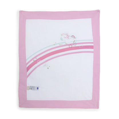 Girls White &amp; Pink Pram Blanket