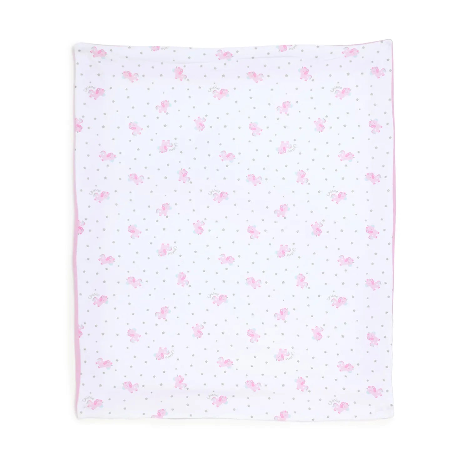Girls White &amp; Pink Pram Blanket