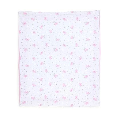 Girls White &amp; Pink Pram Blanket