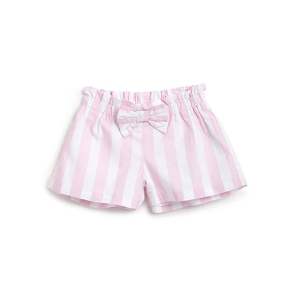 Girls White &amp; Pink Striped Shorts