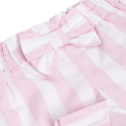 Girls White &amp; Pink Striped Shorts