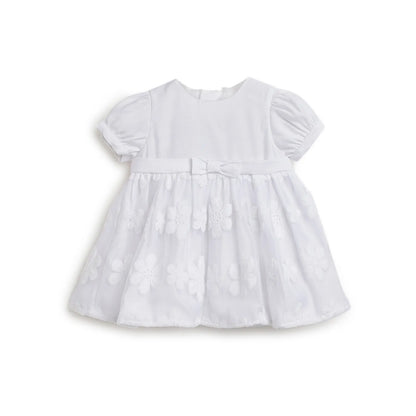 Girls White Floral Printed Dress