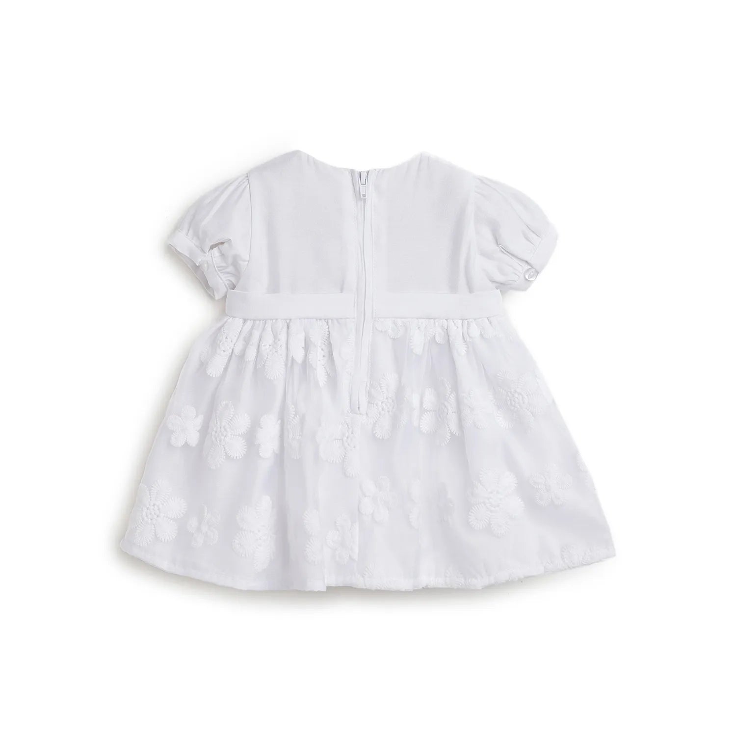 Girls White Floral Printed Dress