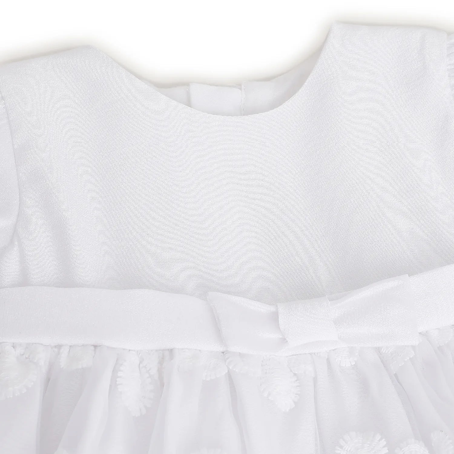 Girls White Floral Printed Dress