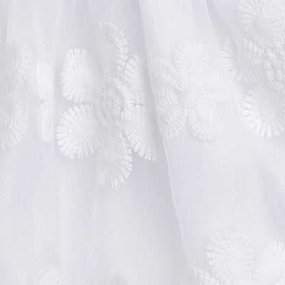 Girls White Floral Printed Dress