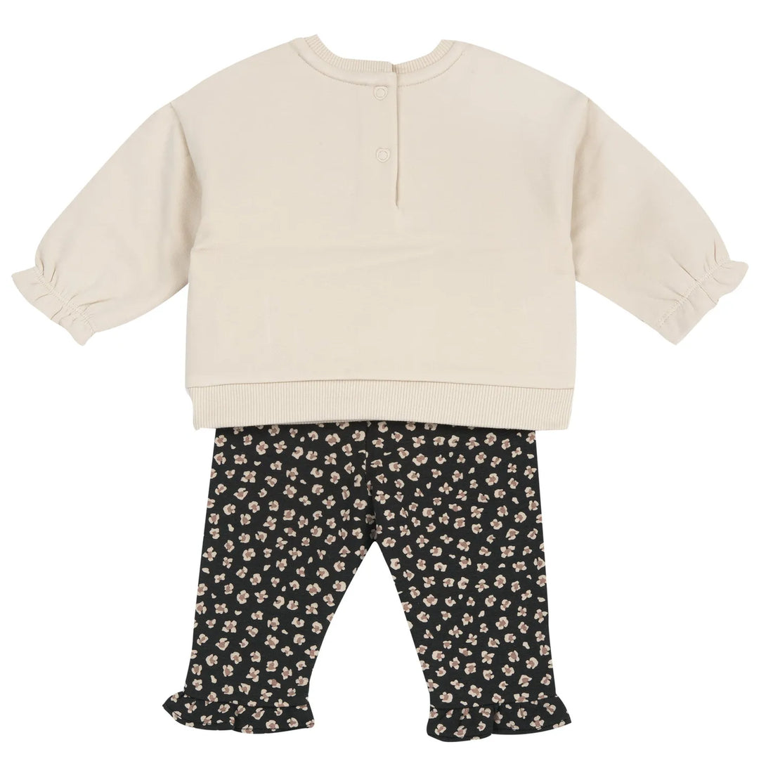 Girls Beige &amp; Grey Applique Sweatshirt with Leggings
