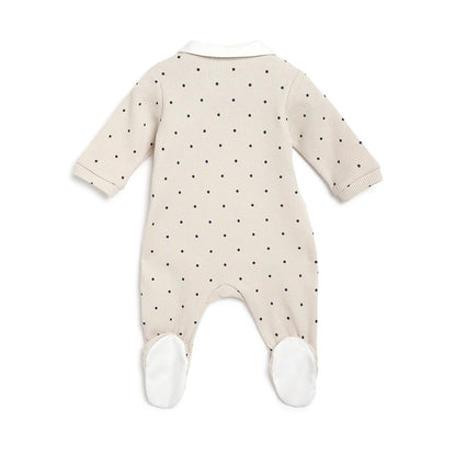 Girls Beige Applique Front Opening Babysuit