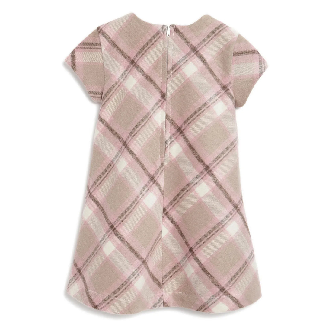 Girls Beige Checked A-Line Dress