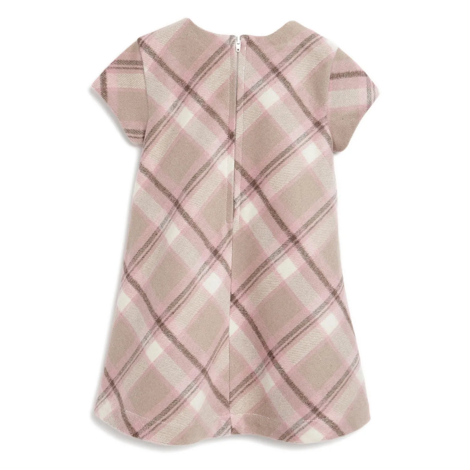 Girls Beige Checked A-Line Dress